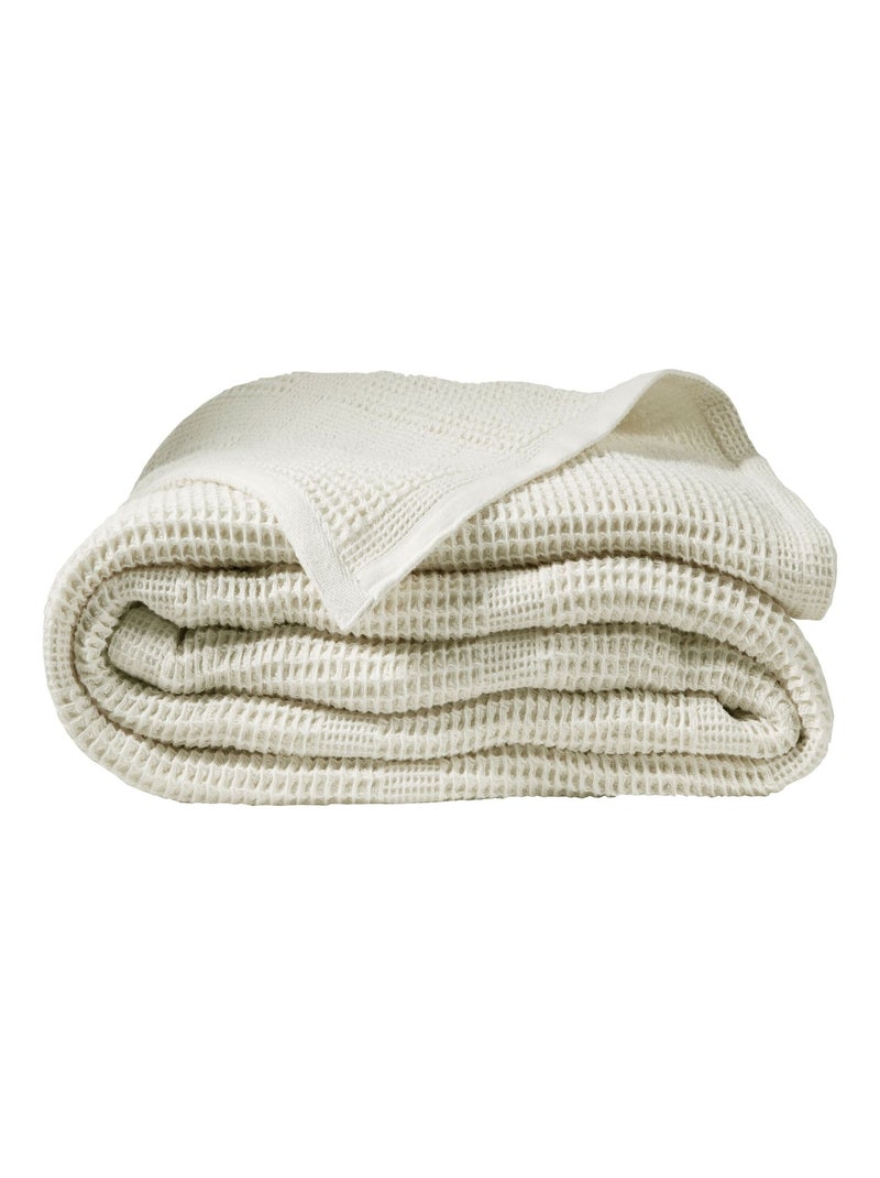 Becquet - Plaid COTON NID D'ABEILLE en coton Ivoire - Kiabi