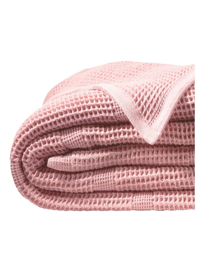 Becquet - Plaid COTON NID D'ABEILLE en coton Rose clair - Kiabi