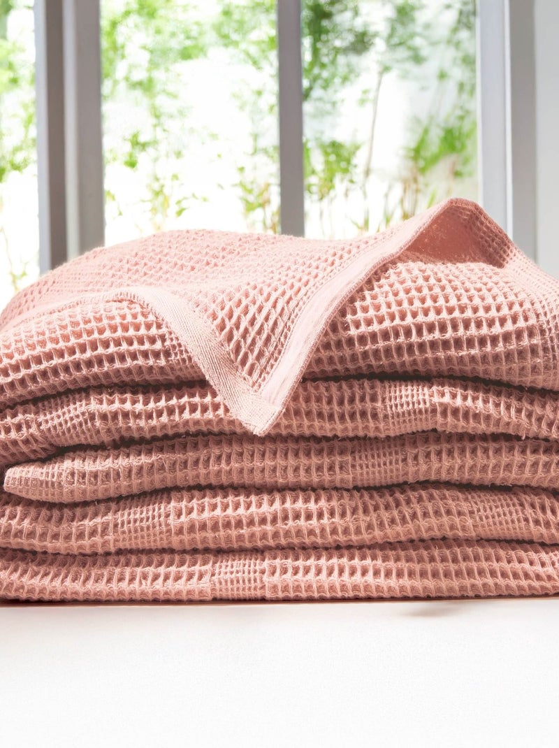Becquet - Plaid COTON NID D'ABEILLE en coton Rose clair - Kiabi