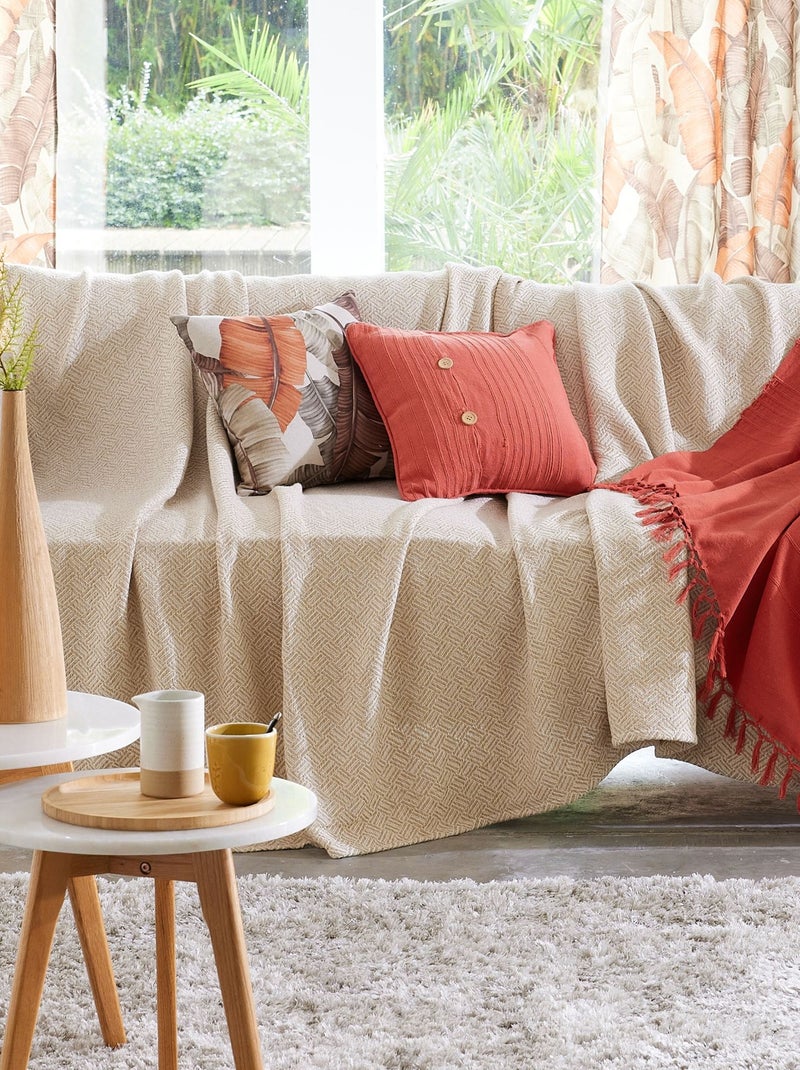 Becquet - Plaid ERIS en coton Beige - Kiabi