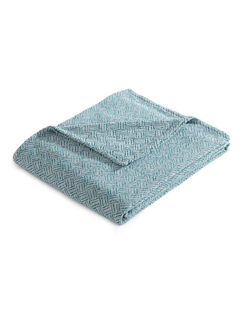 Becquet - Plaid ERIS en coton Bleu canard - Kiabi