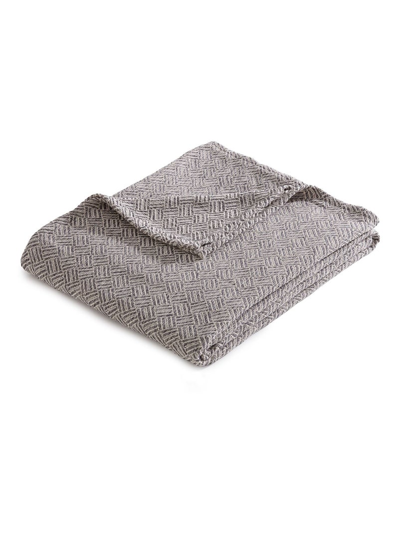 Becquet - Plaid ERIS en coton Gris Argenté - Kiabi