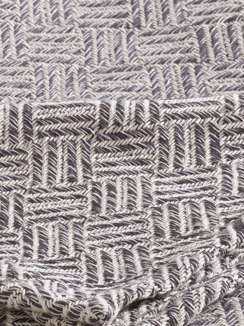 Becquet - Plaid ERIS en coton Gris Argenté - Kiabi