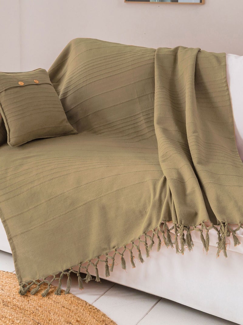 Becquet - Plaid ORION en coton Beige - Kiabi