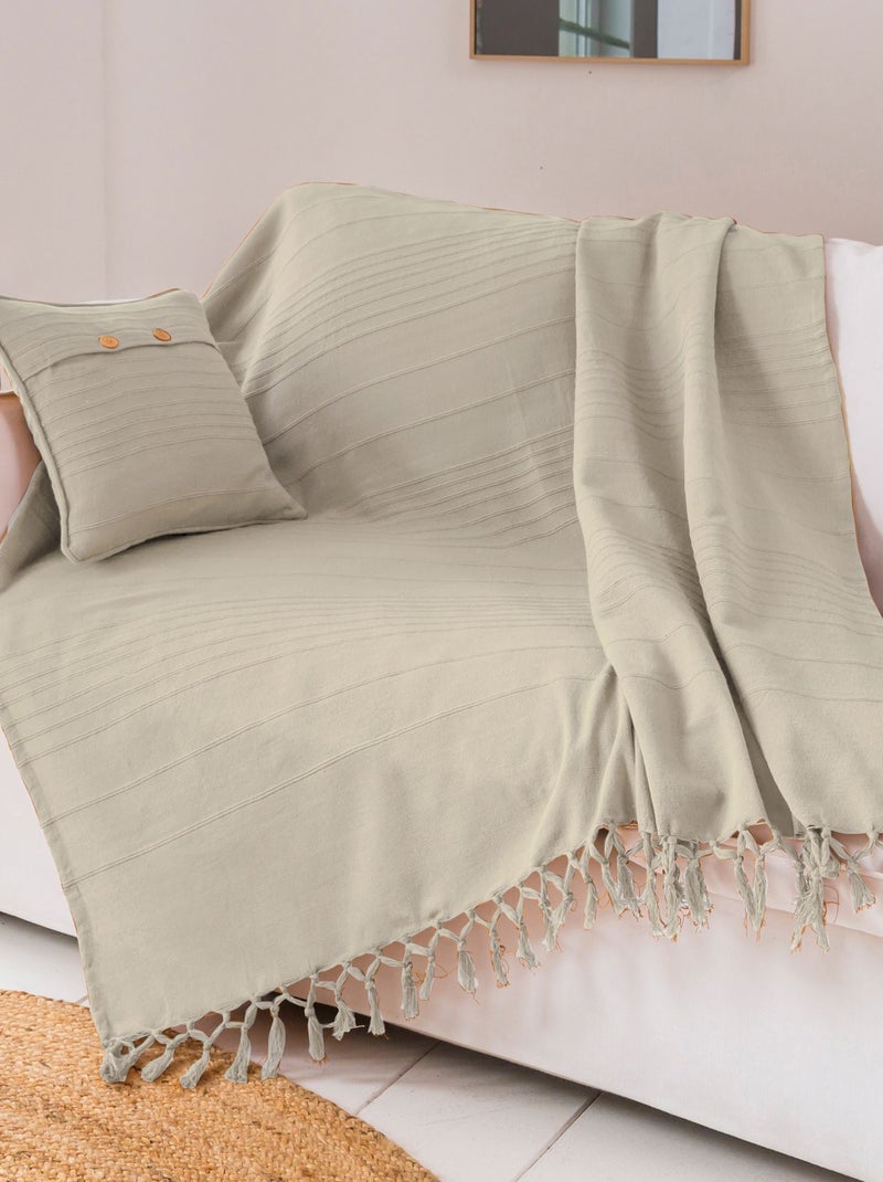 Becquet - Plaid ORION en coton Ivoire - Kiabi