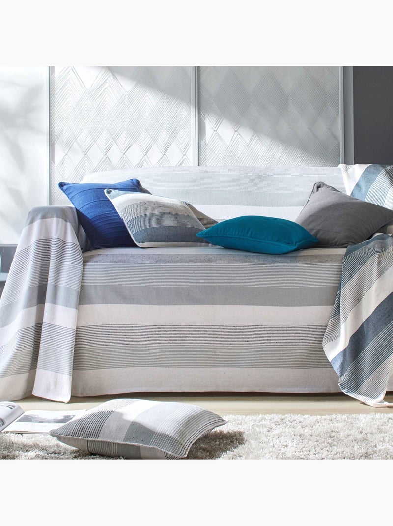 Becquet - Plaid TREPORT en coton Gris Argenté - Kiabi