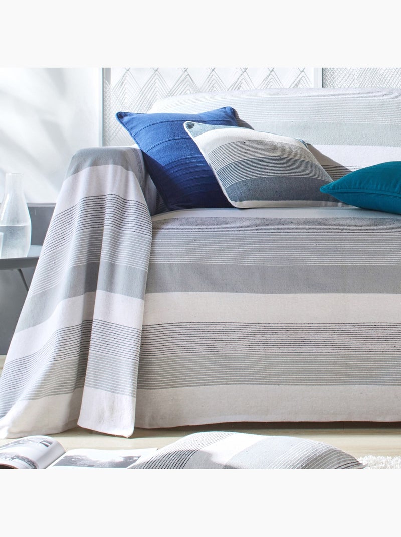 Becquet - Plaid TREPORT en coton Gris Argenté - Kiabi