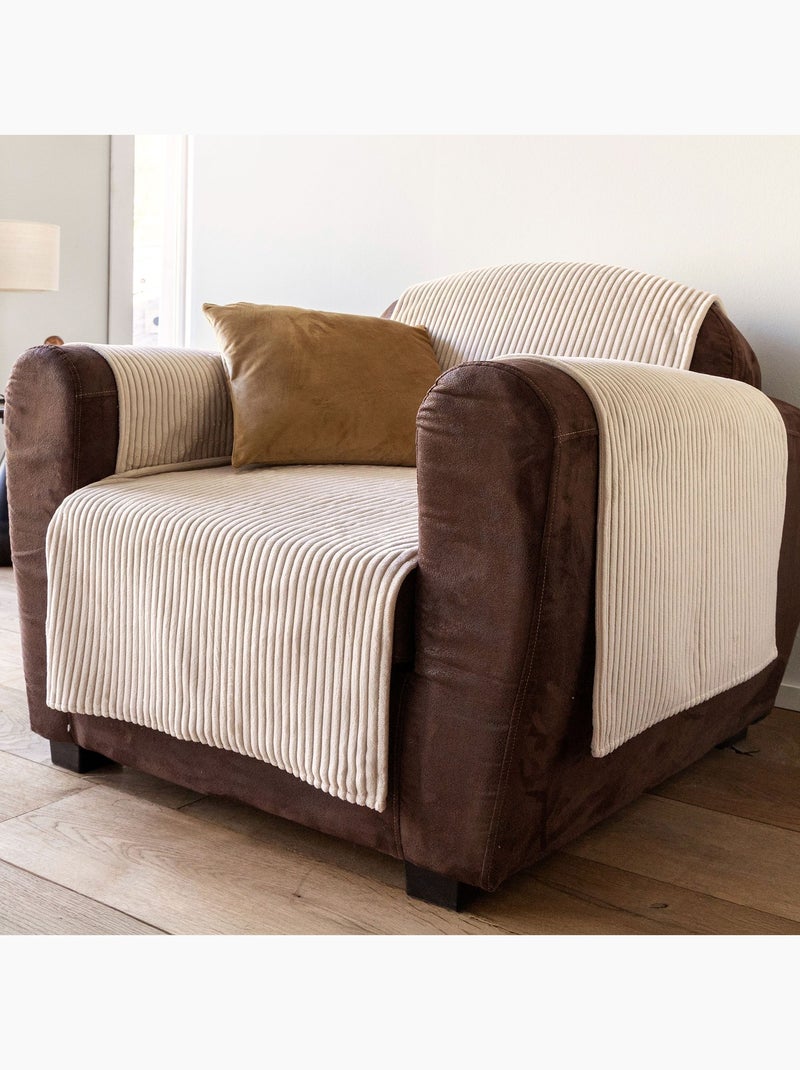 Becquet - Protège canapé FAR VELOURS en polyester Ecru - Kiabi
