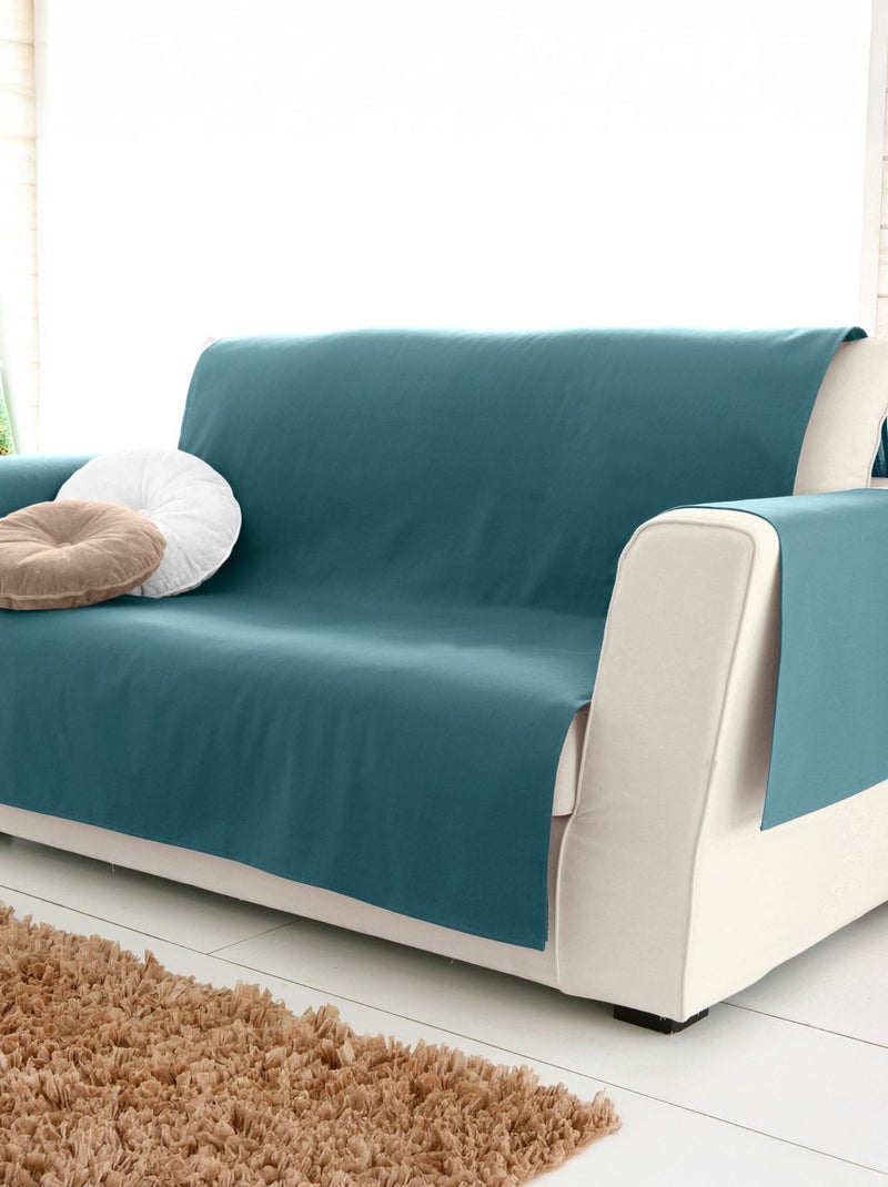 Becquet - Protège fauteuil LONA SOFT en coton Bleu canard - Kiabi