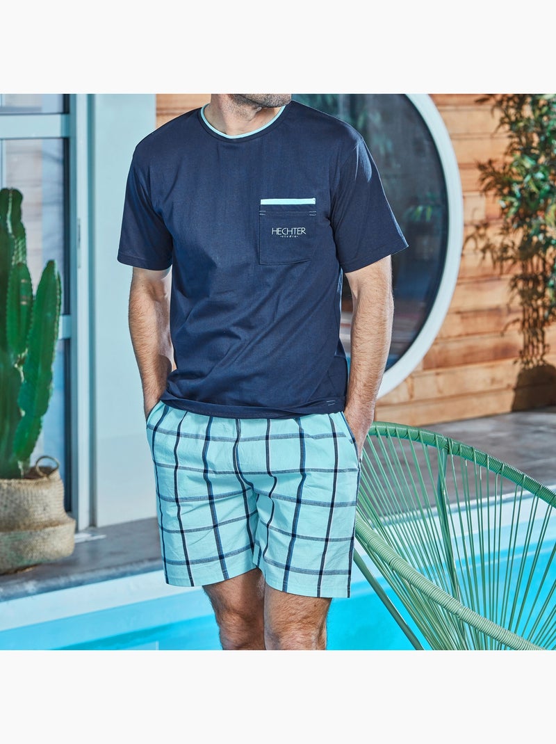 Becquet - Pyjashort CARREAUBLEU en coton Bleu - Kiabi