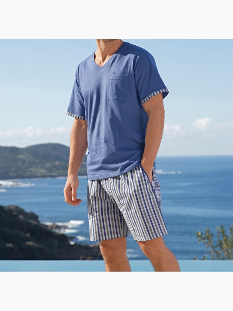 Becquet - Pyjashort ESCAPADE en coton Bleu - Kiabi