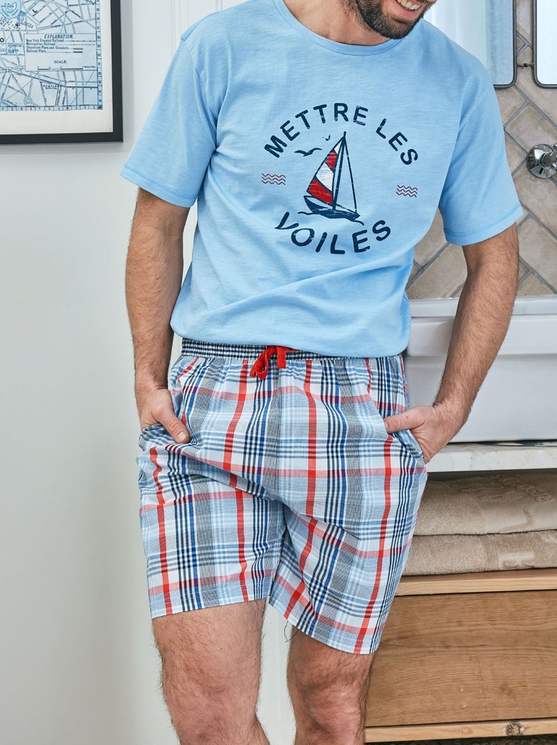 Becquet - Pyjashort VOILES en coton Bleu ciel - Kiabi
