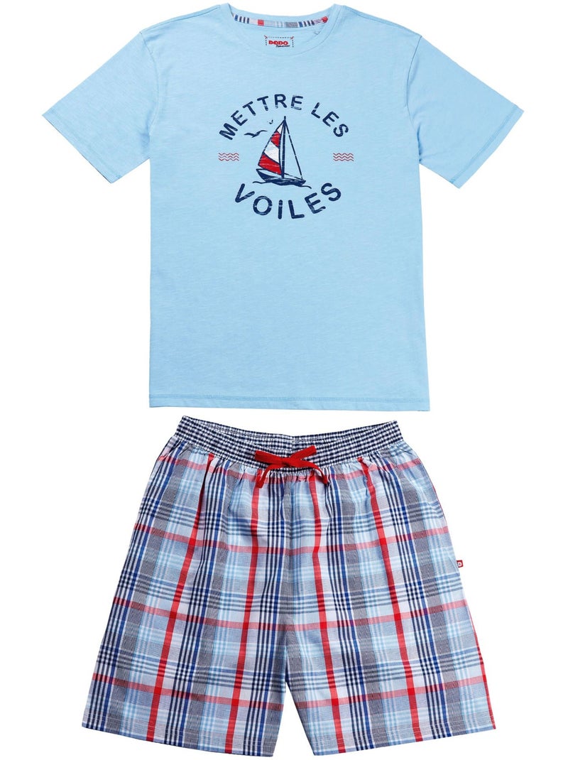 Becquet - Pyjashort VOILES en coton Bleu ciel - Kiabi