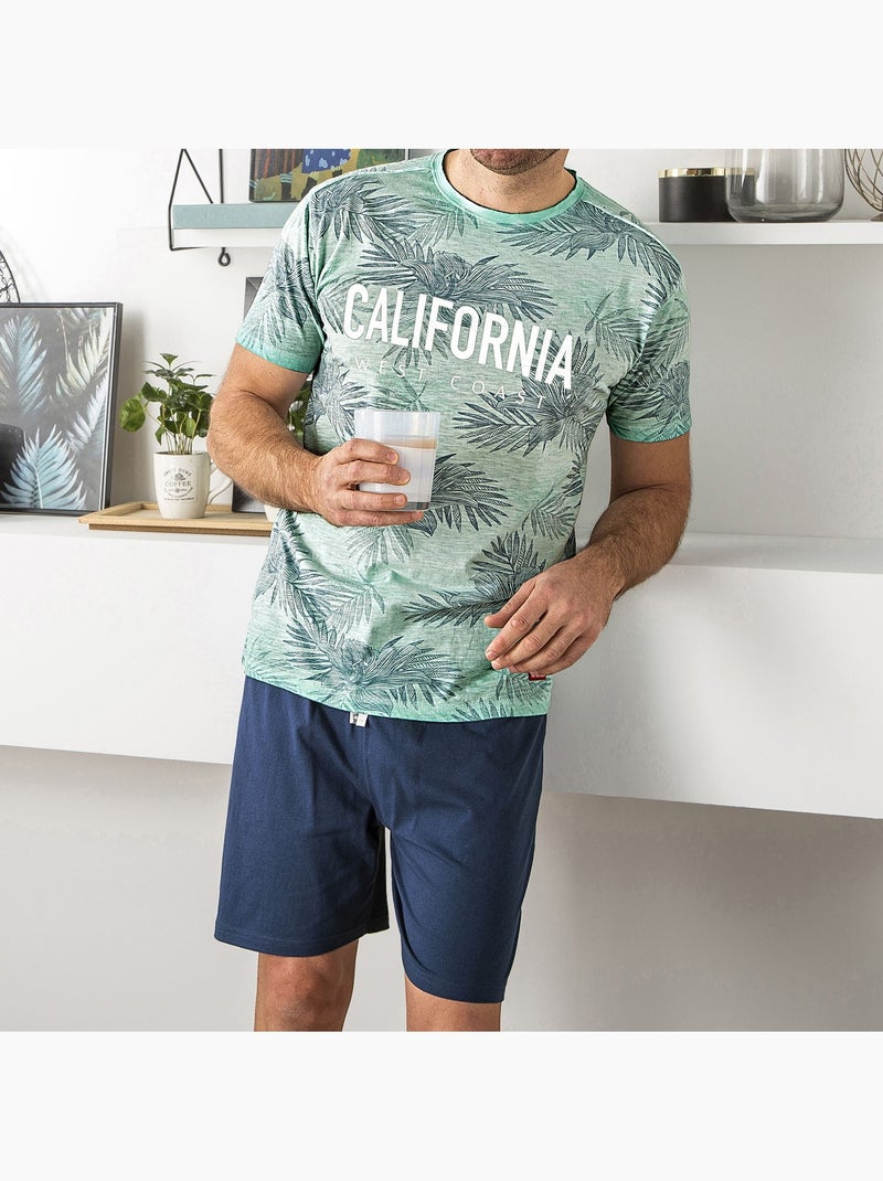 Becquet - Pyjashort WEST COAST en coton Bleu lagon - Kiabi