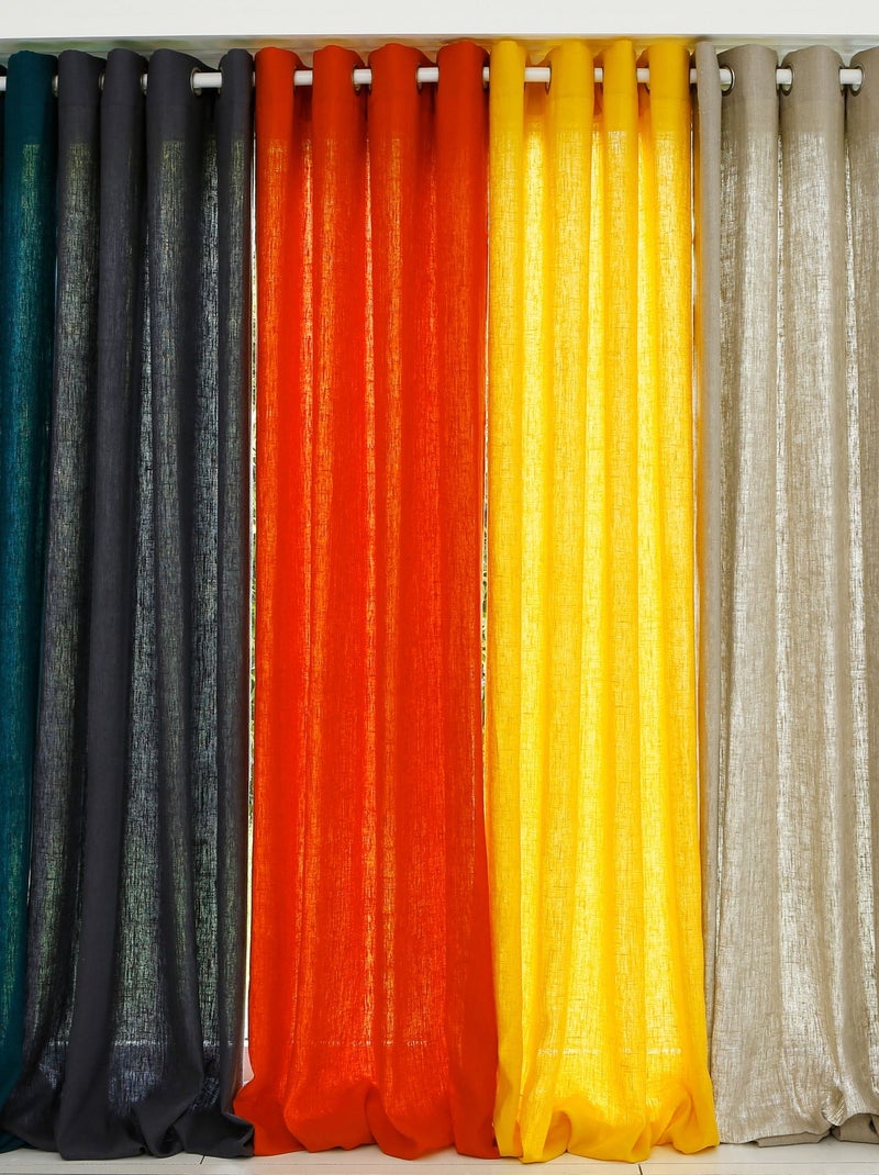 Becquet - Rideau LIN LAVÉ en lin gris anthracite - Kiabi