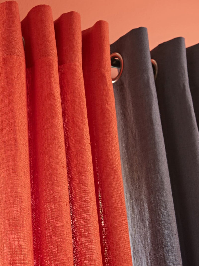Becquet - Rideau LIN LAVÉ en lin Rouge brique - Kiabi