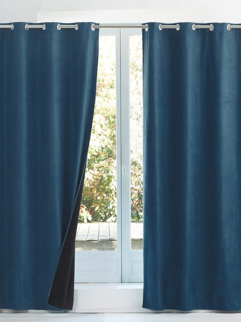 Cache Rideau Polyster Becquet - Rideau occultant SUEDINE en polyester - Bleu pétrole - Kiabi ...