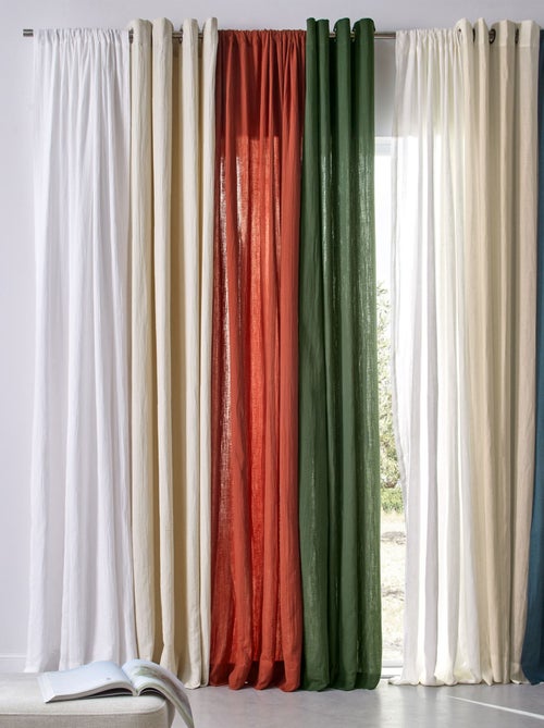 Becquet - Rideau RID.LIN LAVE PASSE TRINGLE en lin - Kiabi