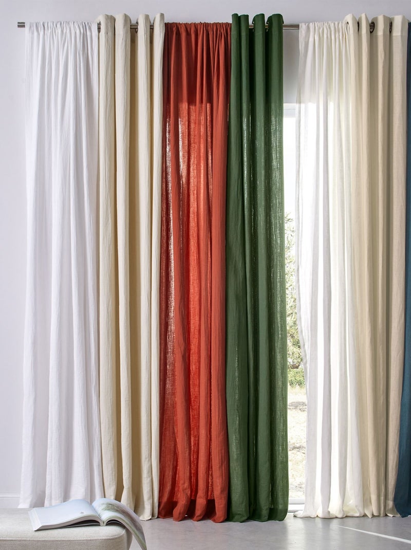 Becquet - Rideau RID.LIN LAVE PASSE TRINGLE en lin Blanc cassé - Kiabi