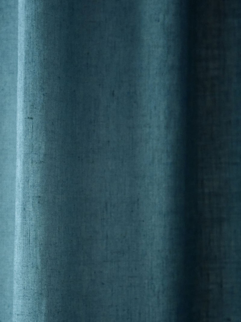 Becquet - Rideau RID.LIN LAVE PASSE TRINGLE en lin Bleu foncé - Kiabi