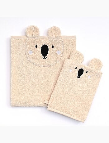 Becquet - serviette de toilette + gant animals serviette +gant perso en coton