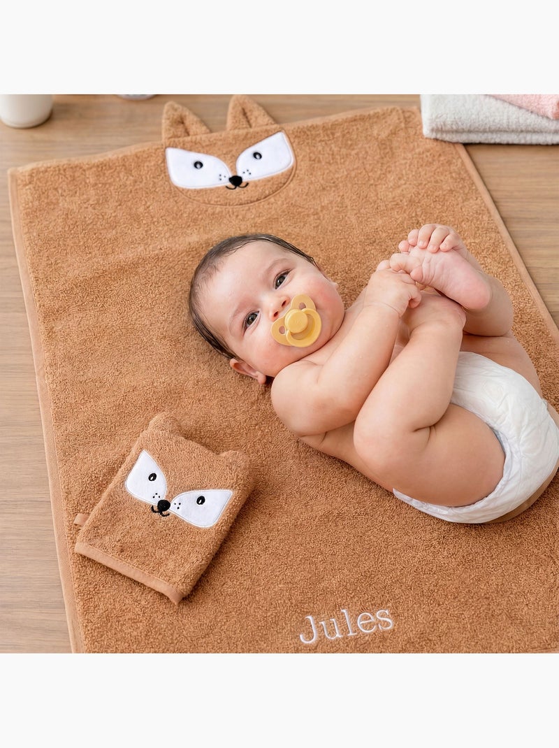 Becquet - serviette de toilette + gant animals serviette +gant perso en coton Marron caramel - Kiabi