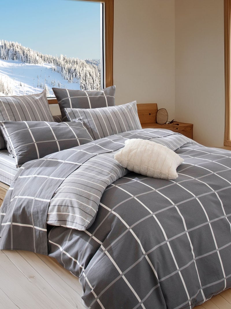 Becquet - Taie sac CARREAUX COTON en coton Gris Argenté - Kiabi