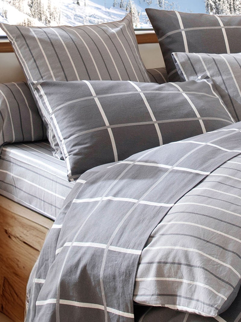 Becquet - Taie sac CARREAUX COTON en coton Gris Argenté - Kiabi