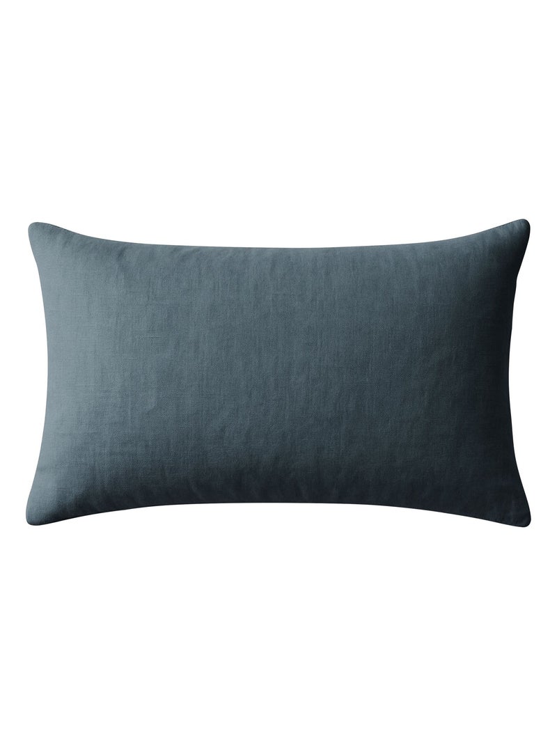 Becquet - Taie sac Gamme unie lin prélavé en lin Bleu foncé - Kiabi