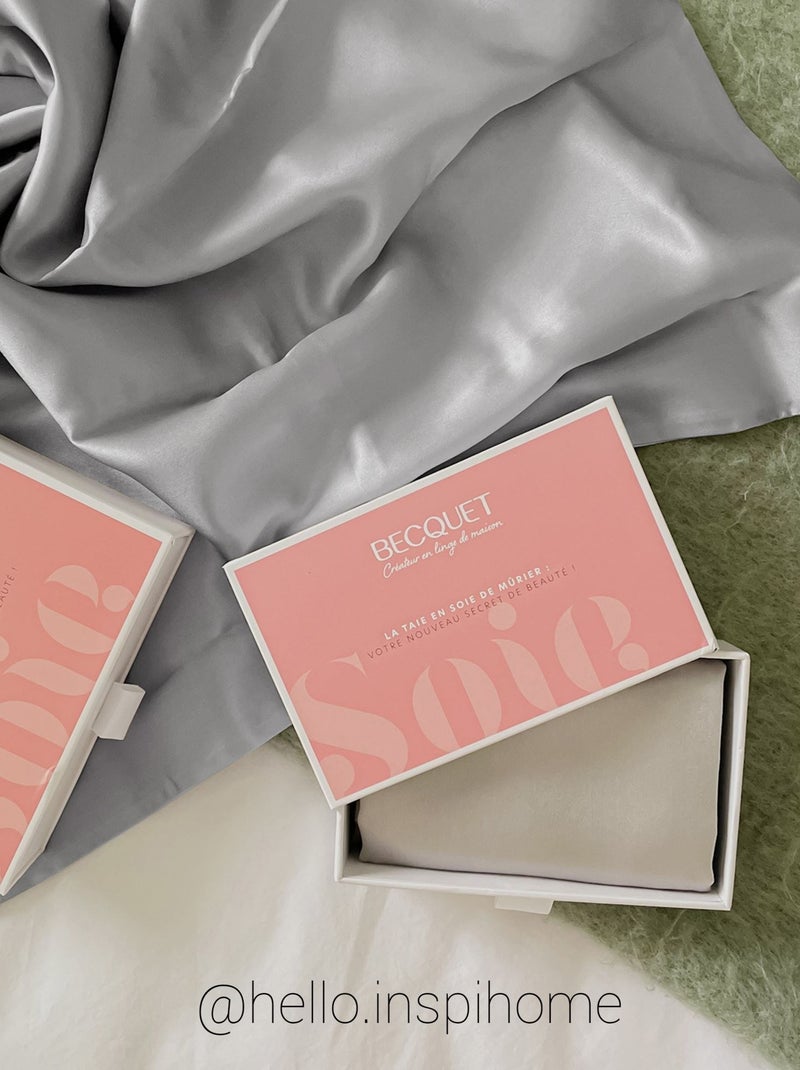 Becquet - Taie sac SOIE DE MURIER en coton Gris perle - Kiabi