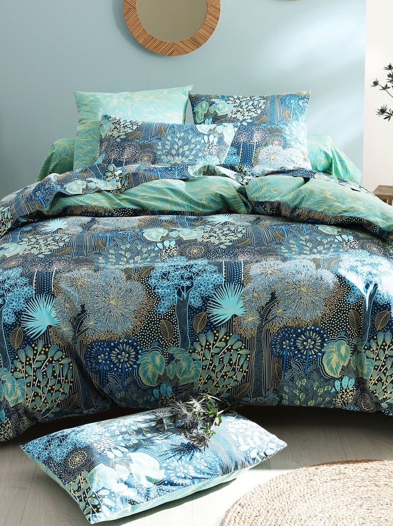 Becquet - Taie traversin FORET MARINE en coton Bleu Vert - Kiabi