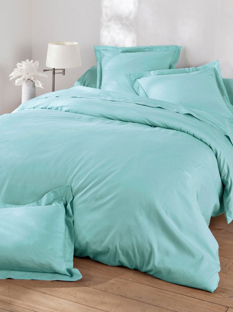 Becquet - Taie traversin Gamme unie lin prélavé en lin Bleu turquoise - Kiabi