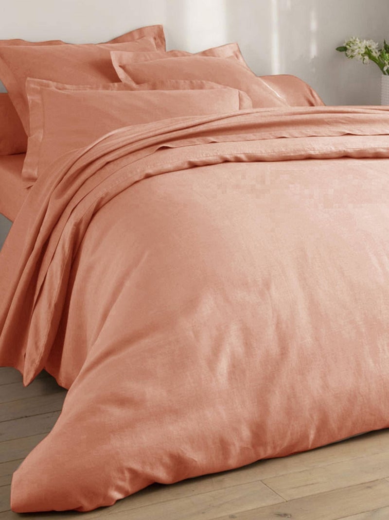 Becquet - Taie traversin Gamme unie lin prélavé en lin Blush - Kiabi