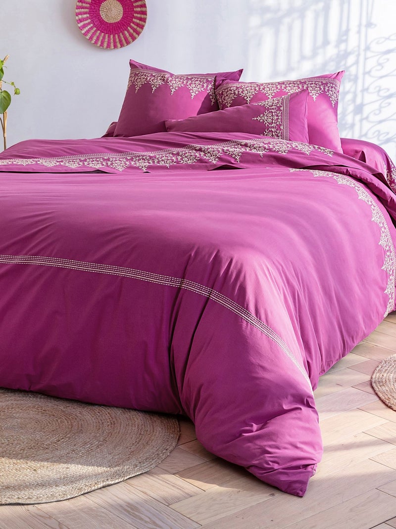 Becquet - Taie traversin LAURINE en coton Rose fushia - Kiabi