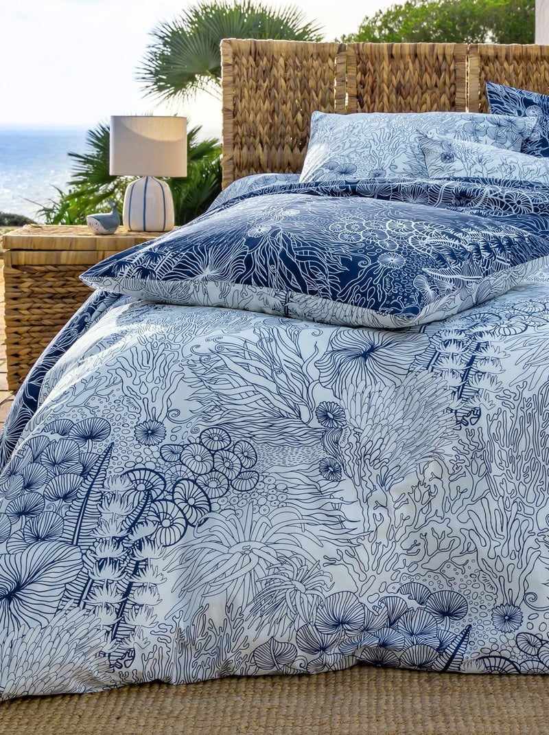 Becquet - Taie traversin LES PROFONDEURS en coton Bleu marine - Kiabi