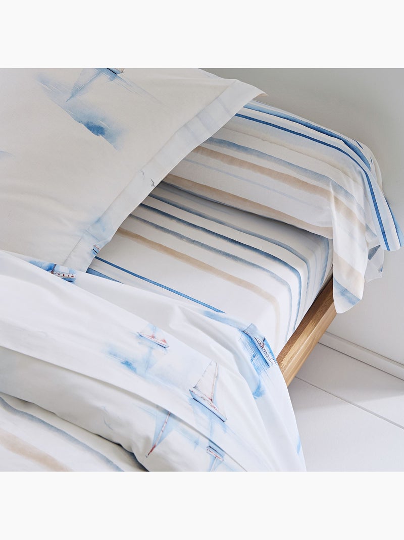 Becquet - Taie traversin MARÉE HAUTE en coton Bleu - Kiabi