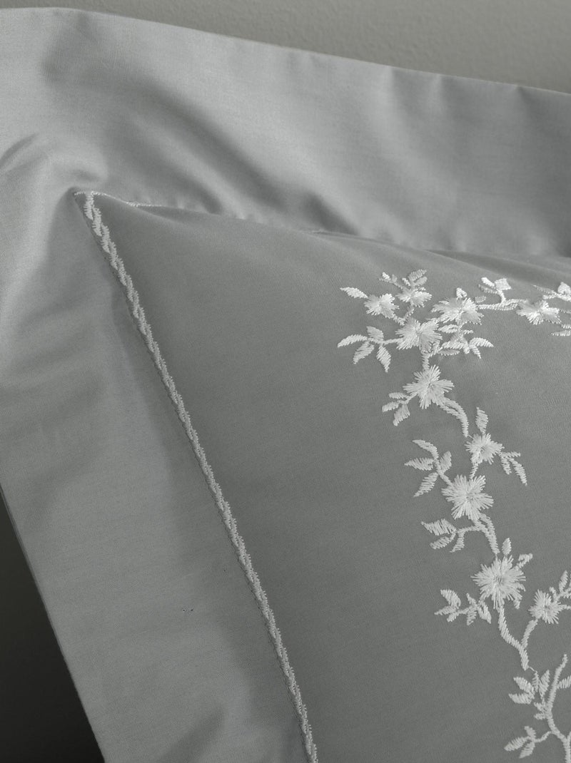 Becquet - Taie volant ADELE en coton Gris Argenté - Kiabi