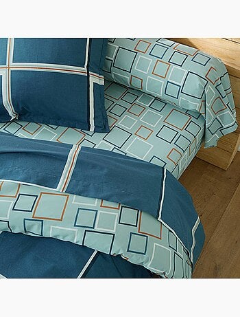 Becquet - taie volant bibus bleu en coton