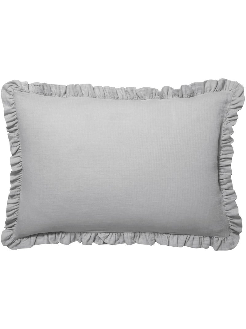 Becquet - Taie volant DOUBLE GAZE en coton Gris nuage - Kiabi