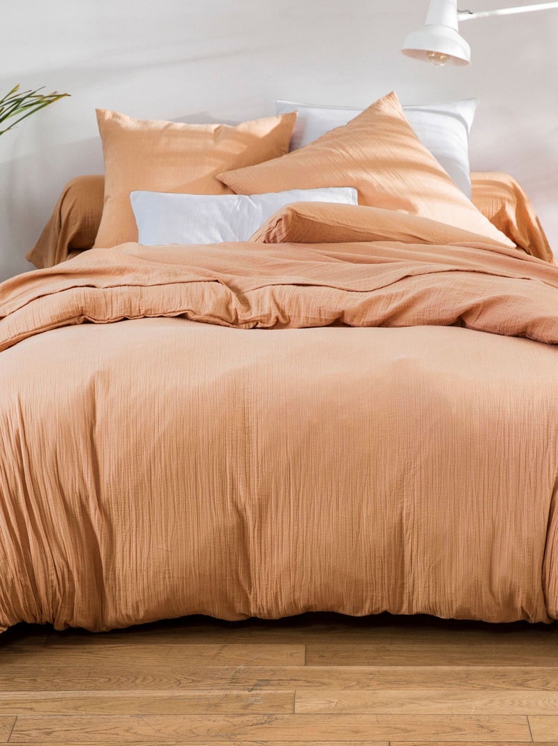 Becquet - Taie volant DOUBLE GAZE en coton Sable - Kiabi