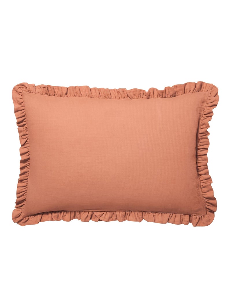 Becquet - Taie volant DOUBLE GAZE en coton Sable - Kiabi