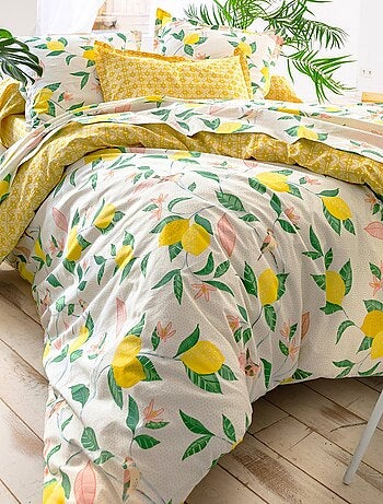 Becquet - Taie volant LEMON BIRD en coton