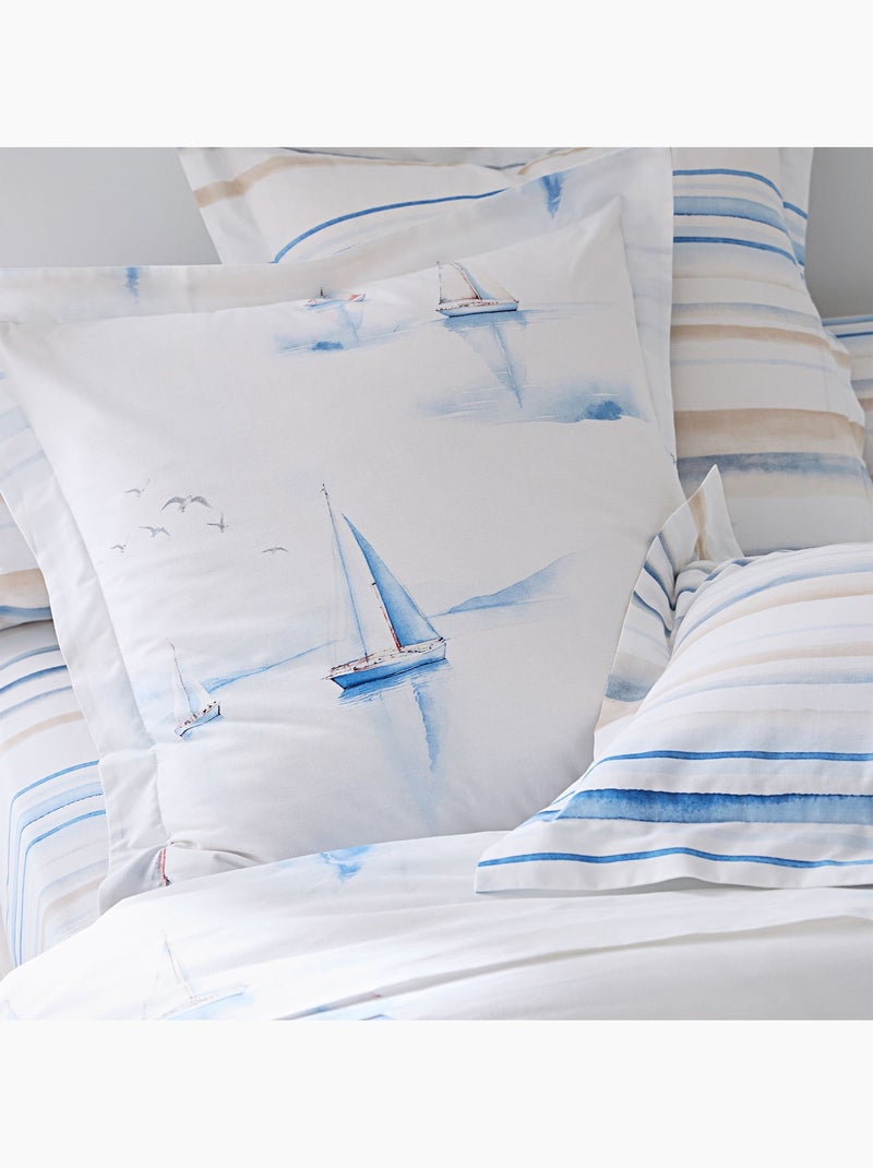 Becquet - Taie volant MARÉE HAUTE en coton Bleu - Kiabi