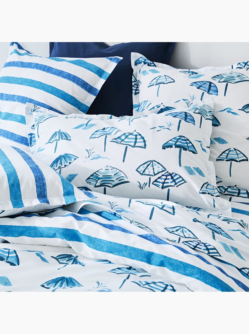 Becquet - Taie volant PARASOLS en coton Bleu - Kiabi