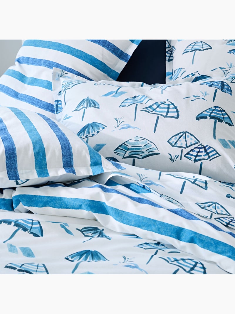 Becquet - Taie volant PARASOLS en coton Bleu - Kiabi