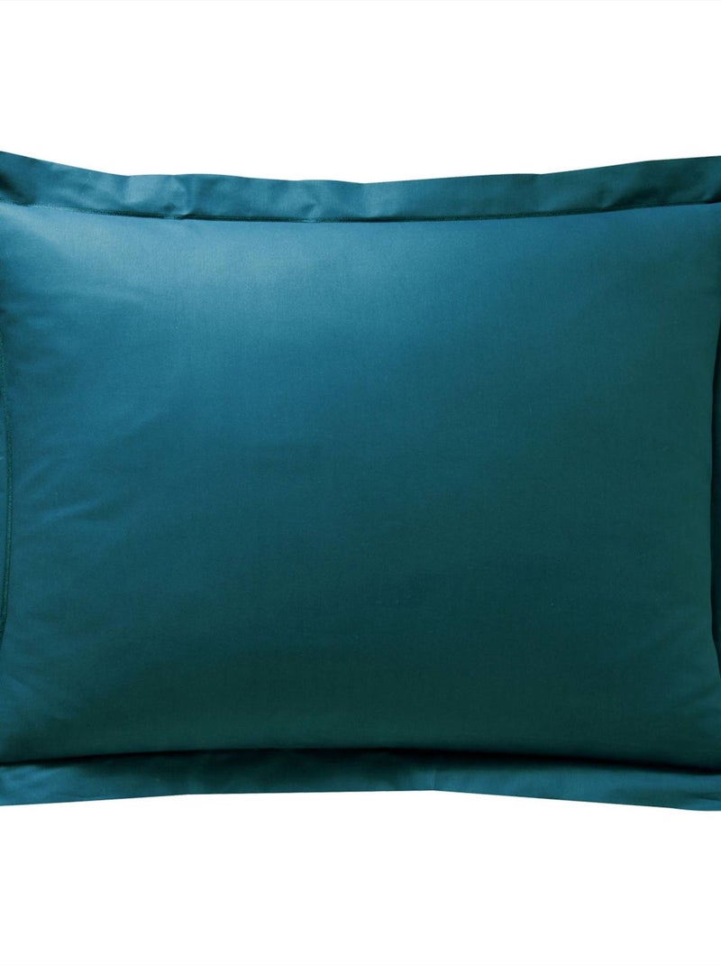 Becquet - Taie volant PERCALE 2015 en coton Bleu canard - Kiabi