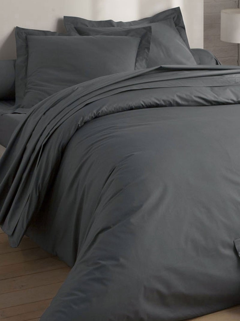 Becquet - Taie volant PERCALE 2015 en coton Gris souris - Kiabi
