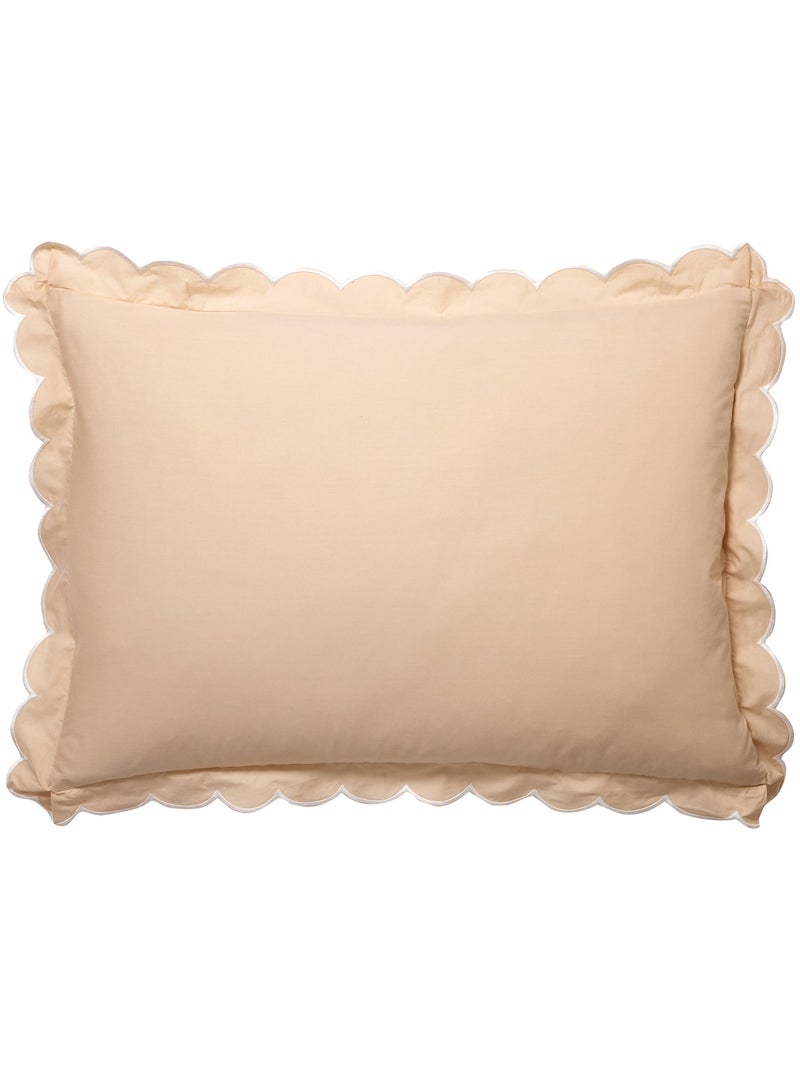 Becquet - Taie volant PERCALE LAVEE ONDULEE en coton Beige - Kiabi