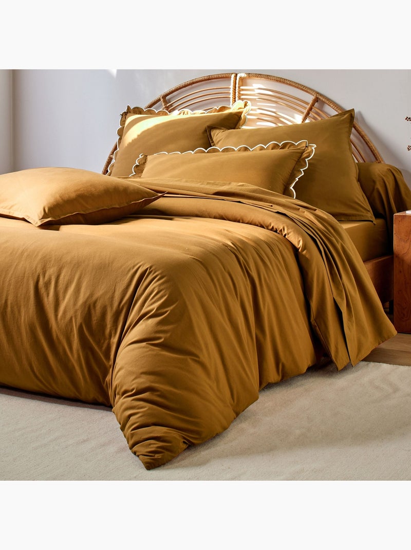 Becquet - Taie volant PERCALE LAVEE ONDULEE en coton Bronze - Kiabi