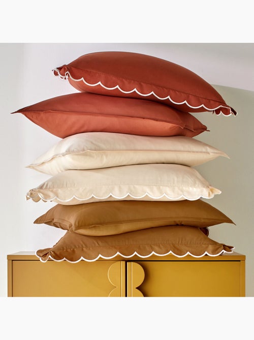 Becquet - Taie volant PERCALE LAVEE ONDULEE en coton - Kiabi